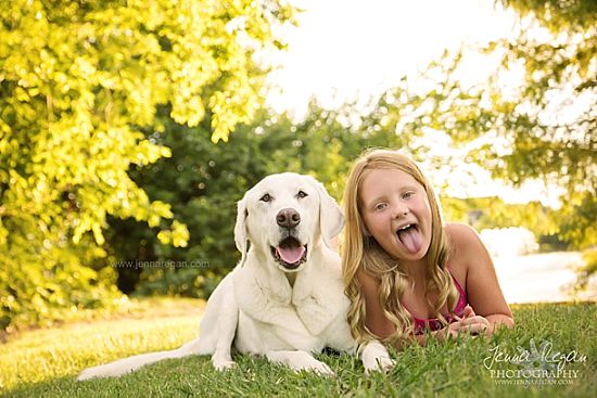lab with kid during pet photo shoot