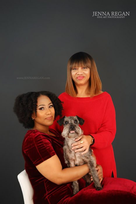 family pet photography in photo studio- mckinney dog photography- jenna regan photography 2022